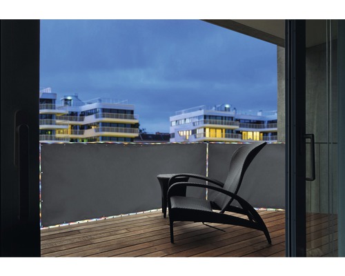 PEDDYSHIELD Balkonomranding met LED-verlichting grijs 75x300 cm