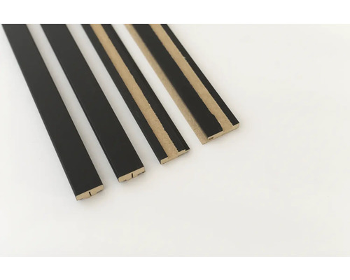 3D Akoestisch eindprofiel zwart 2770x71x20 mm Meerdere zwarte houten fotolijsten