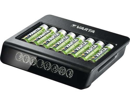 Batterijlader met batterijen van het merk Varta