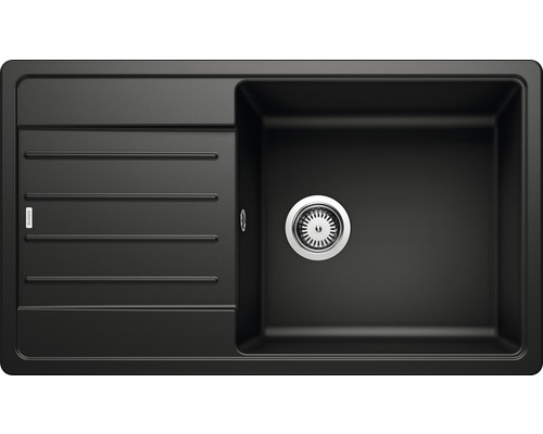 Zwarte gootsteen met afdruiprek