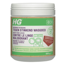 HG Wasmiddeltoevoeging tegen stinkend wasgoed in een pot van 500 gram