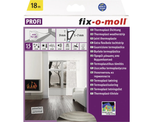 Fix-o-moll thermoplastische afdichting, 18 meter rol voor ramen en deuren