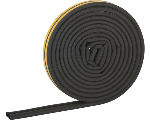 FIX-O-MOLL Tochtband zelfklevend D-profiel zwart 6 m Afdichtband op rol voor het afdichten van deuren en ramen