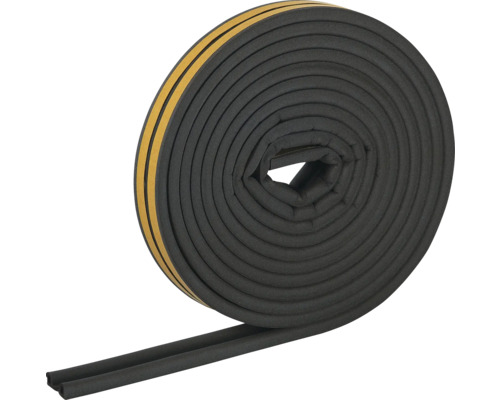FIX-O-MOLL Premium rubber tochtband zelfklevend P-profiel zwart 2x 9 mm x 3 m Schuimrubberen afdichtingsband op rol met plakstrip