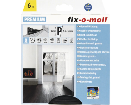 Fix-o-moll rubber tochtstrip, zes meter