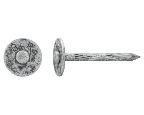 DRESSELHAUS Staalnagel met schijf 3,5x35 mm verzinkt, 250 stuks Bovenaanzicht en zijaanzicht van een stalen spijker met gekartelde schacht en platte kop