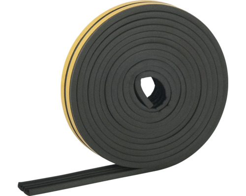 FIX-O-MOLL Tochtband zelfklevend E-profiel zwart 6 m Isolatierol van schuimrubber met plakstrip