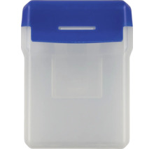 Transparante kunststof doos met blauw deksel
