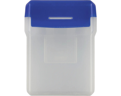 Transparante kunststof doos met blauw deksel