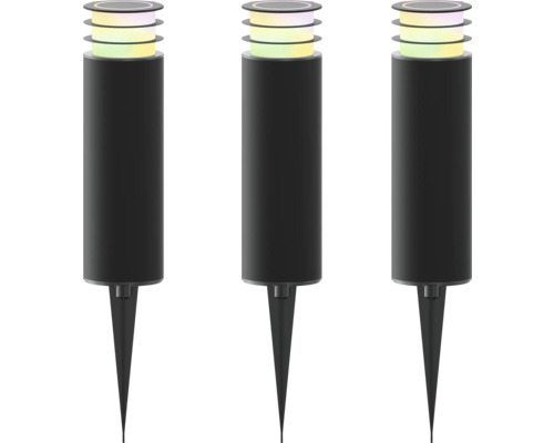 CALEX Smart Outdoor LED grondspotset 41 cm RGB+CCT 24V zwart, 3 stuks CALEX Smart Outdoor LED grondspotset 41 cm RGB+CCT 24V zwart, 3 stuks