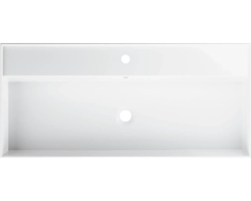 Wastafelonderkast met twee laden en uitsparingen voor wastafel en sifon