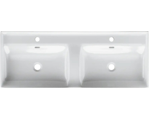 Dubbele wastafel van sanitair keramiek