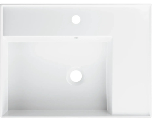 Wastafel van keramiek met kraangat en overloop