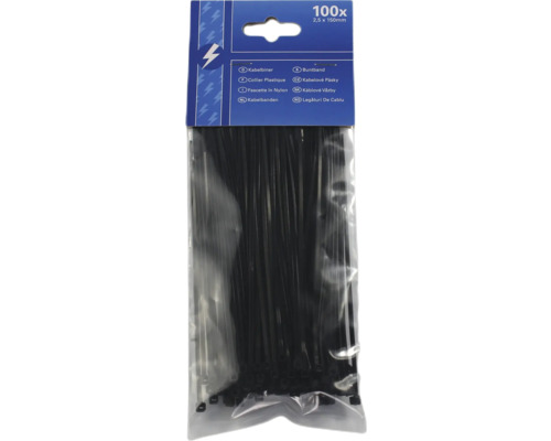 Kabelbinder 150x2,5 mm zwart, 100 stuks