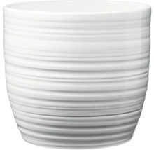 Witte bloempot met horizontale ribbels