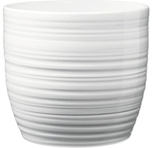 Witte plantenpot met horizontaal geribbeld oppervlak