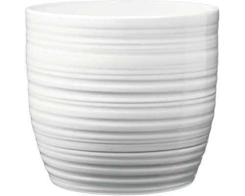 Witte plantenpot met horizontaal geribbeld oppervlak