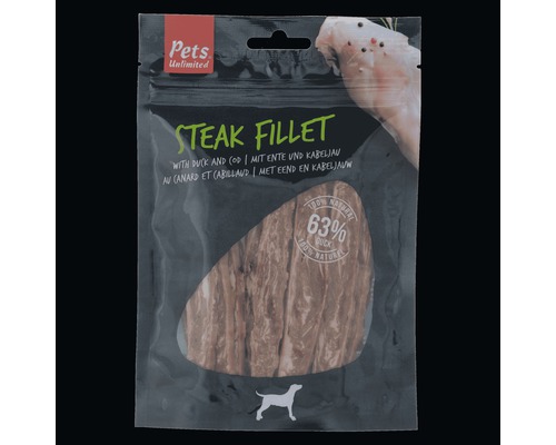 Pets Unlimited Steak Fillet hondensnack met eend en kabeljauw