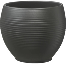 Zwarte bloempot met horizontale groeven