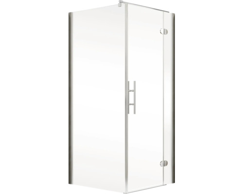 Hoekdouche met glazen deur en handgreep