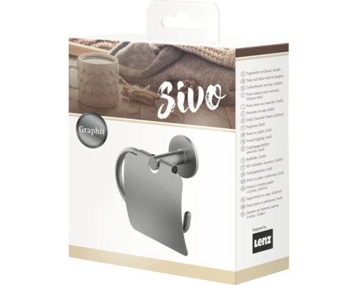 Verpakking van een toiletpapierhouder met deksel, grafiet