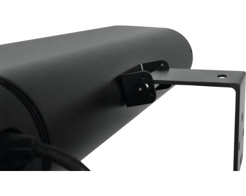 Detailopname van een zwarte behuizingslamp met beugel