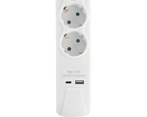 Verlengdoos met twee stopcontacten en twee USB-poorten