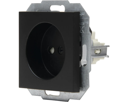 KOPP Athenis Stopcontact 1-voudig met verhoogde aanraakbeveiliging zwart mat Schuko stopcontact met metalen frame