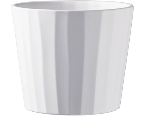 Witte bloempot met geribbelde structuur