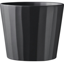 Zwarte bloempot met verticale ribbels