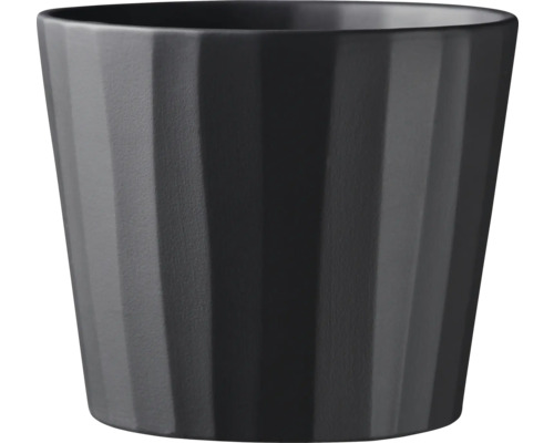 Zwarte bloempot met verticale ribbels