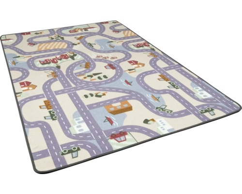 Speelkleed met straten, huizen en voertuigen