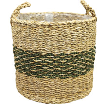 Ronde plantenmand van zeegras met handvatten