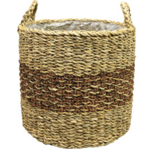 Ronde plantenmand van zeegras met handvatten