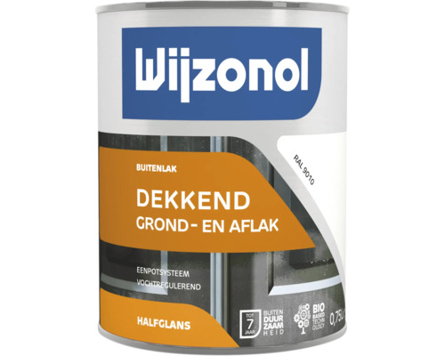 WIJZONOL Grond- en aflak in één halfglans RAL 9010 750 ml Wijzonol buitenlak, dekkend, grond- en aflak in verpakking