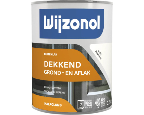 WIJZONOL Grond- en aflak in één halfglans RAL 9235 roomwit 750 ml Verfemmer met dekkende grondverf en aflak voor buiten van Wijzonol