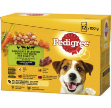 Pedigree Gemengde Selectie in saus zakje, 12 maal 100 gram, complete diervoeding voor honden