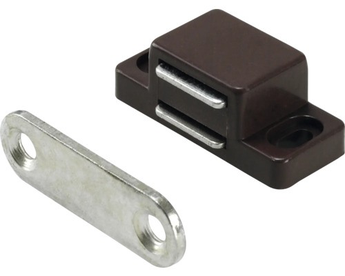HETTICH Magneetsluiting 35x15 mm bruin (max. 4 kg), 10 stuks Meubelmagneet met metalen tegenstuk