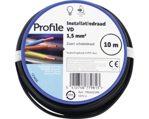 Profiel installatiedraad, 1,5 mm², 10 meter rol