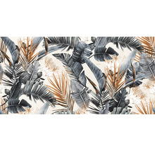 Illustratie met tropische bladeren en bloemen als wanddecoratie