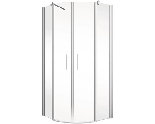 Hoekdouche met helder glas en twee deuren