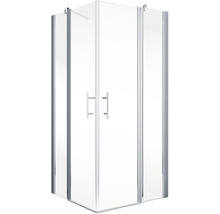 Hoekdouche met transparant glas en zilverkleurig frame