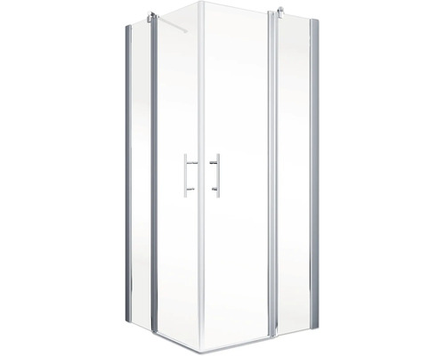Hoekdouche met transparant glas en zilverkleurig frame