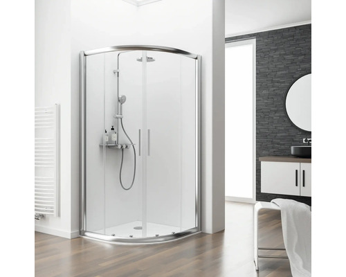 SCHULTE Douchecabine kwartrond Kristall/Trend 80x80 cm chroom Badkamer met douchecabine, wastafel en spiegel