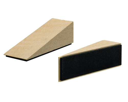 Twee houten deurklemmen met antislip coating