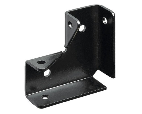 Zwarte hoekverbinder met gaten voor bevestiging
