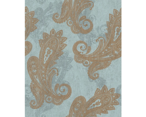 RASCH Vliesbehang 746440 Indian Style ornament blauw Behang met Paisley motief