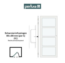 Perluta logo, scharnierinkepingen 89 x 89 millimeter, rechtsdraaiend