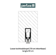 Perlura Logo. Technische tekening van een valdorpel, inkortbaar met 10 cm, lengte 93 cm.
