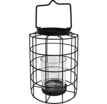 Windlicht met metalen frame en glazen cilinder